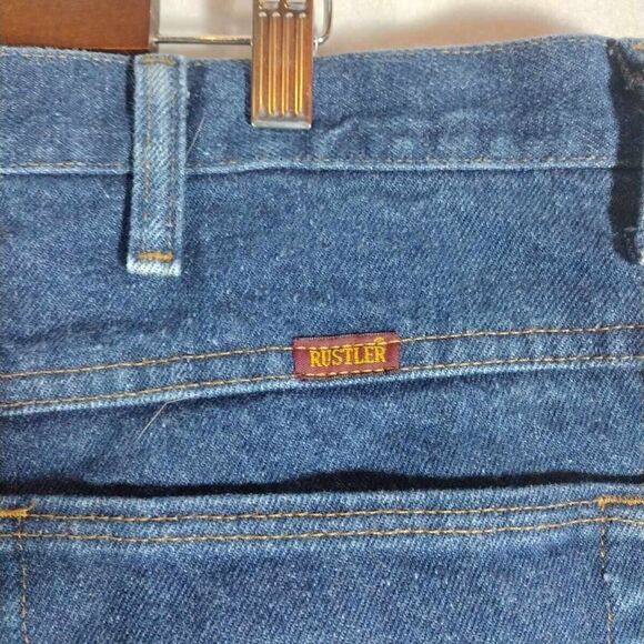 Rustler Men's Size 42x32 Blue Regular Fit Straight Leg 100% Cotton Denim Jeans - Picture 4 of 10
